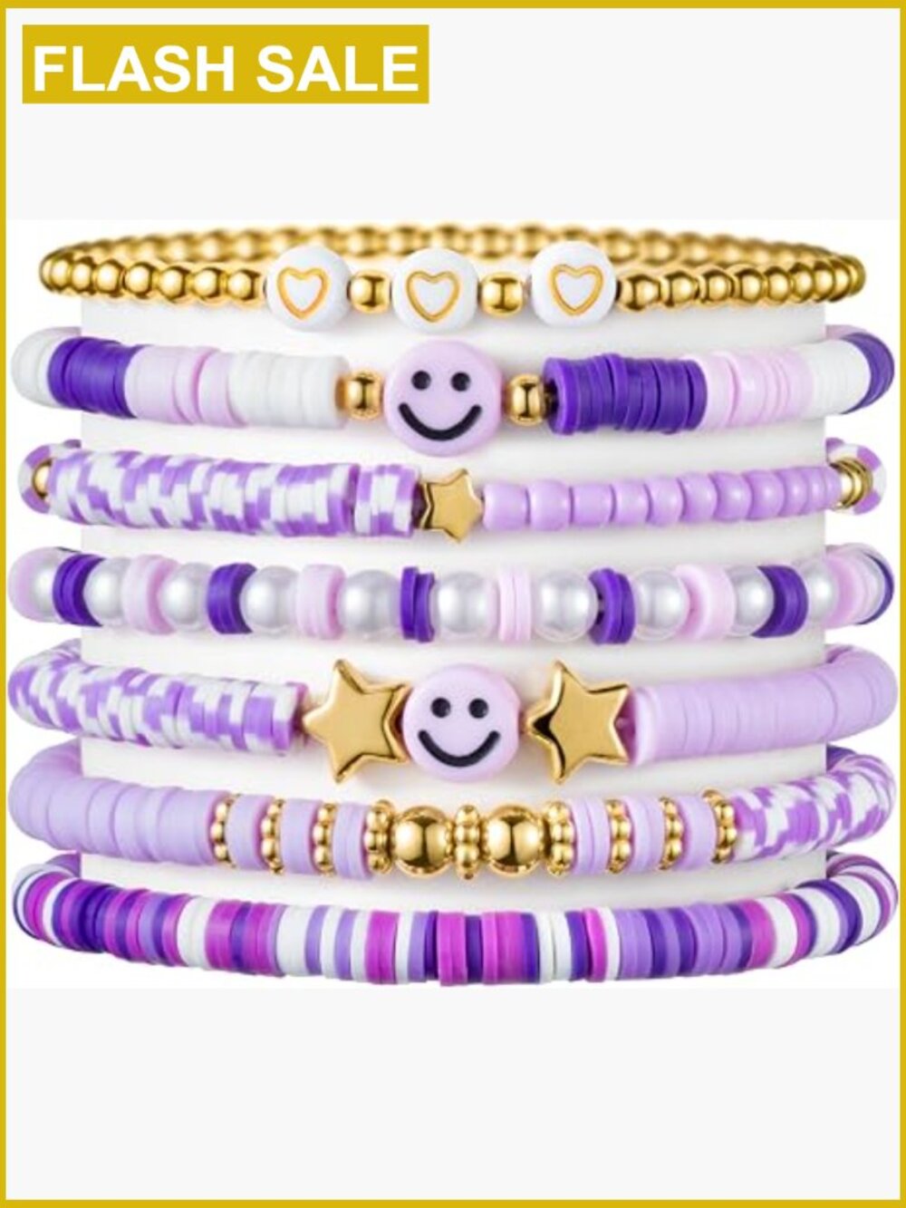 7 Preppy Heishi Bracelets Women Stackable Clay Stretch Summer Beach Y2K Gift